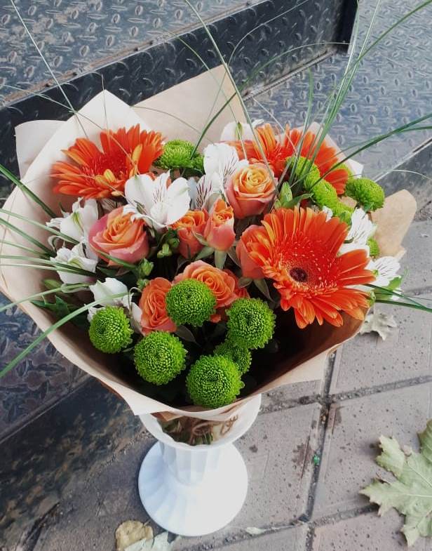 Букет цветов из: Герберы, Хризантемы, Альстромерии и Розы в Кологриве