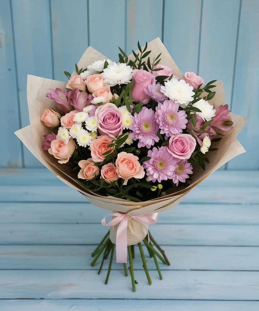 Букет цветов из: Хризантемы, Розы и Альстромерии в Кологриве
