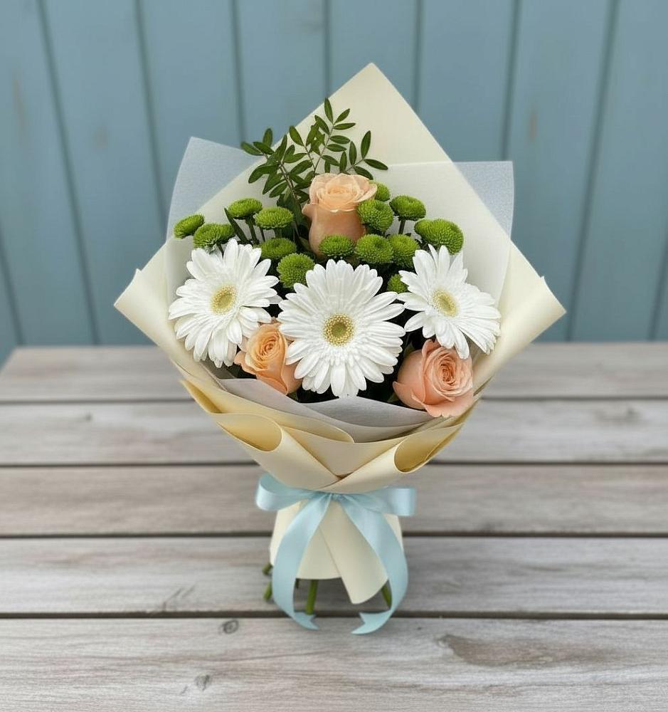 Букет цветов из: Герберы, Розы и Хризантемы в Кологриве