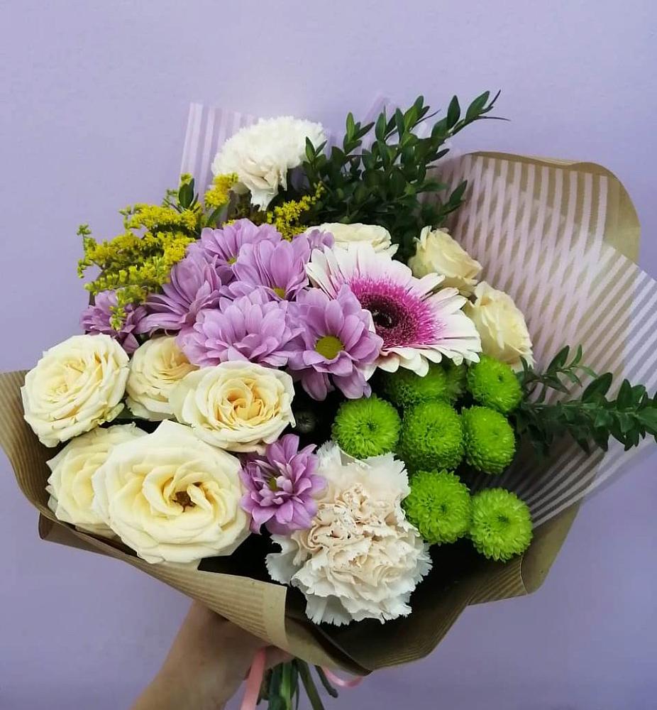 Букет цветов из: Хризантемы, Розы, Гвоздики и Герберы в Кологриве