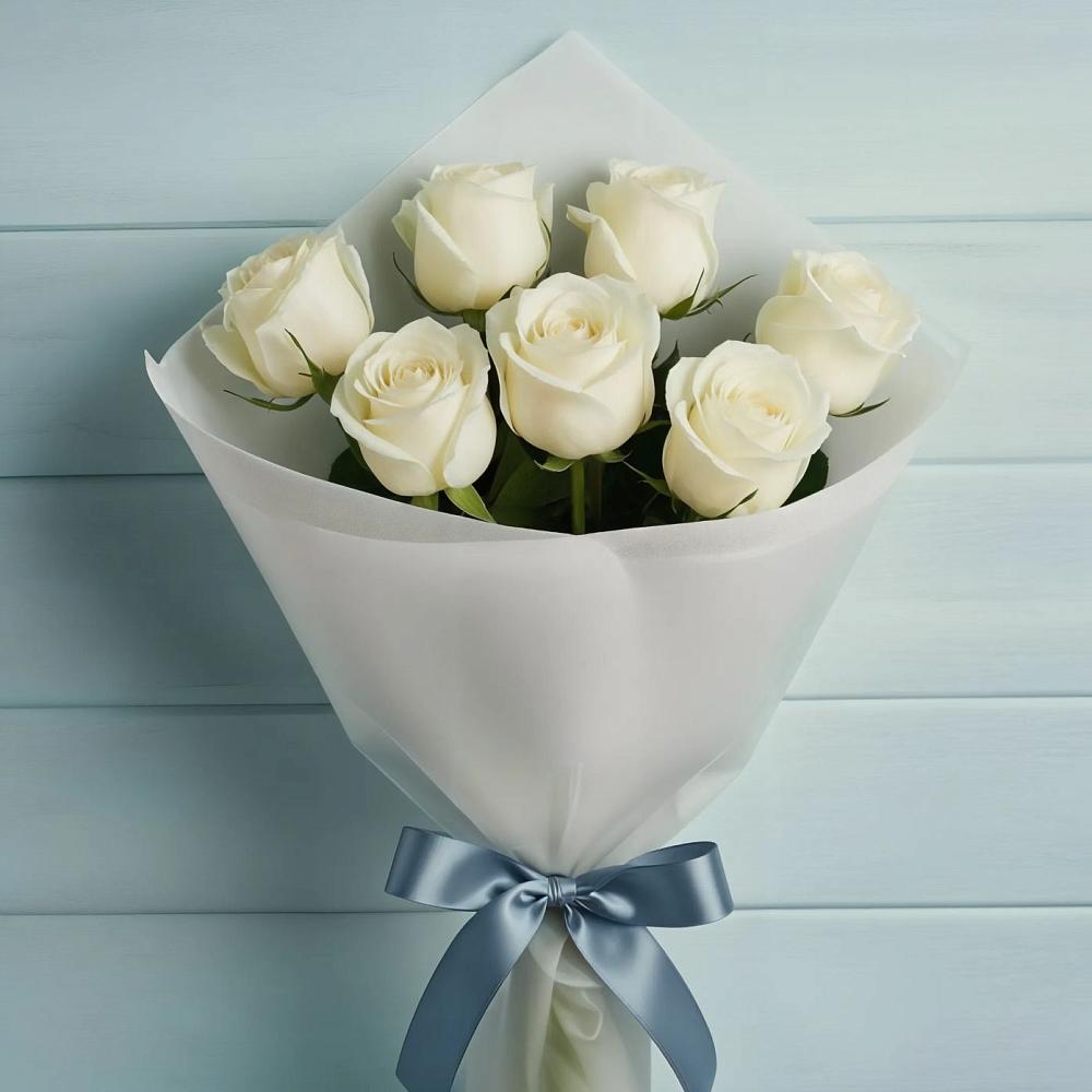 Букет 7 Белых роз Эдлесс Лав в Кологриве